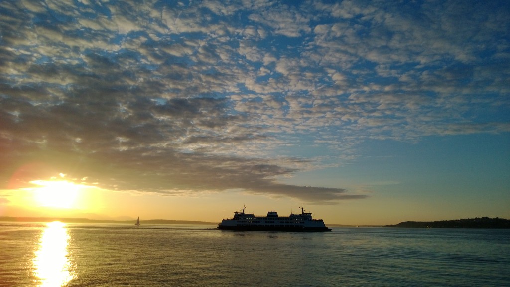 The ferry in the sunset