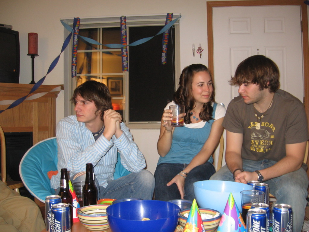 {Me with Bryan and Alex at my 22nd birthday... man those boys had long hair!}