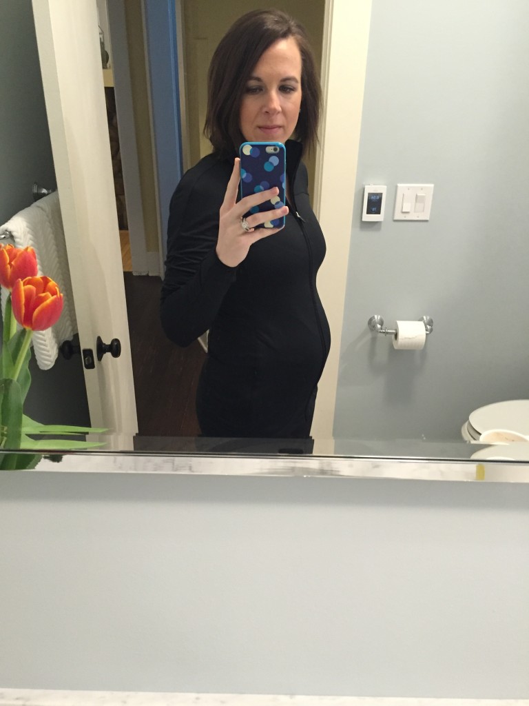 {Finally at 24 weeks I fit into my maternity workout jacket... headed to Pilates!}