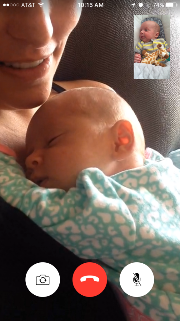 {We got to "meet" baby Madeline via FaceTime last week! Madeline was due the day after Ben but was born on the 4th of July instead!}