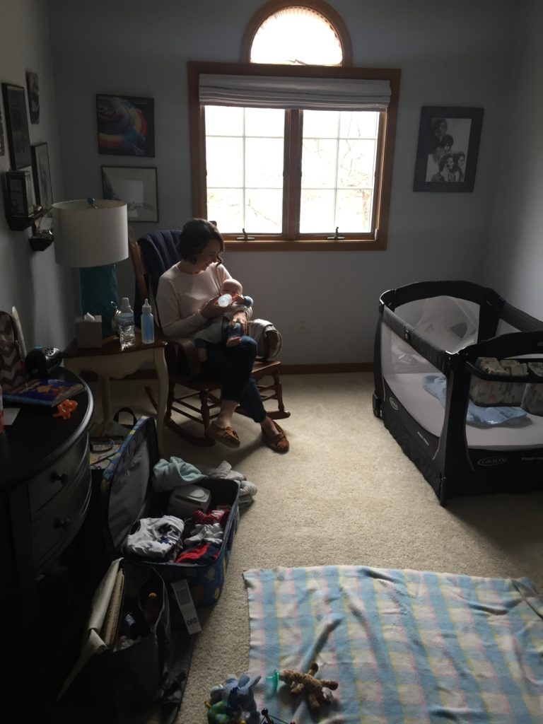 {Donna did such a nice job setting up a room all for Ben! It made it so much easier for us to travel knowing that there would be a pack 'n play, changing table, car seat and stroller waiting for us in Illinois. It helped that Alina will soon be using all of that gear, too!}