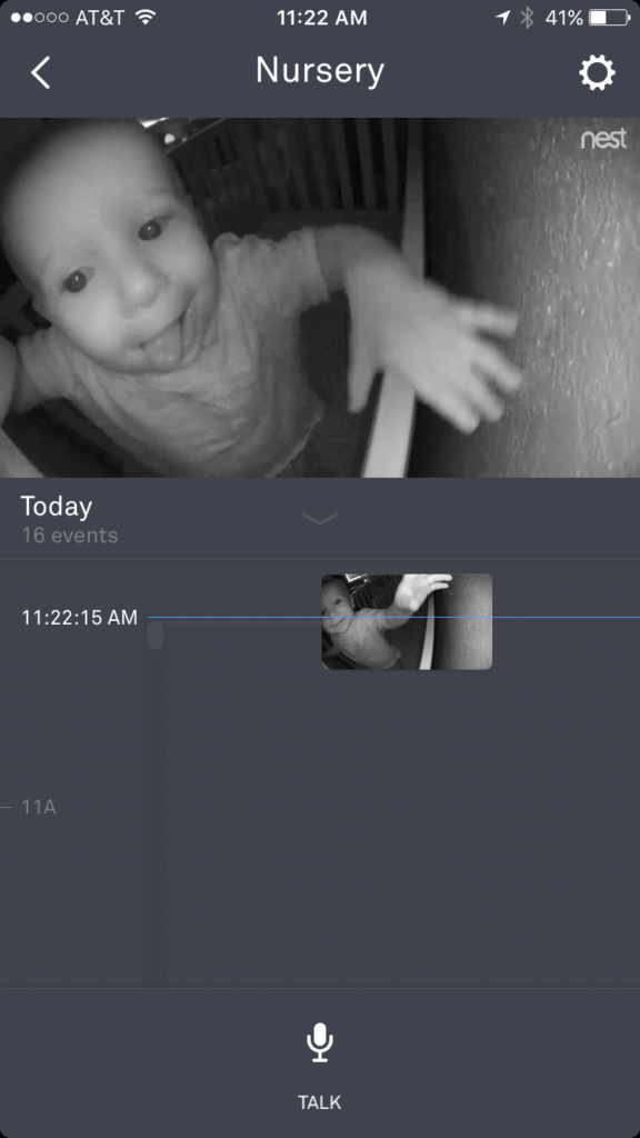 {B discovered the Nest camera when he woke up! I thought this screen shot was hilarious!}